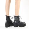 Autumn and Winter Martin Boots Pearl Chain Thick Bottom Side Zipper Women's Boots Front Lace Up Knight Boots Women's