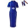 Women's New Fashion Short-sleeved Suit Collar High-waisted Ruffle Edge Dress