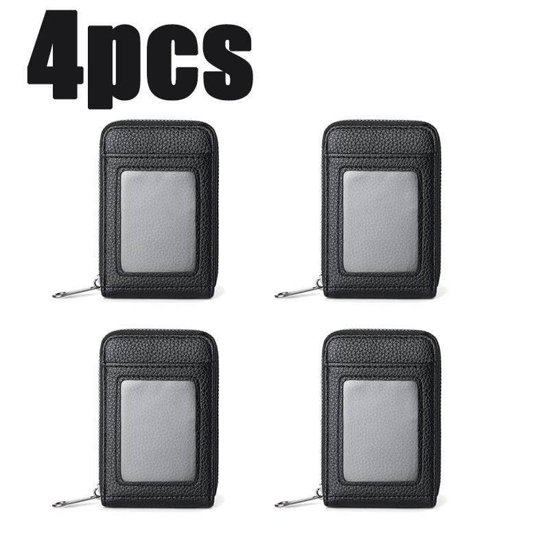 1/2/4 STÜCKE Kreditkartenetui PU-Leder Kartenhalter Tragbar Kurz Bankkartenhülle Organizer-Kartenetui Herren Damen Reißverschlusstasche Geldbörse