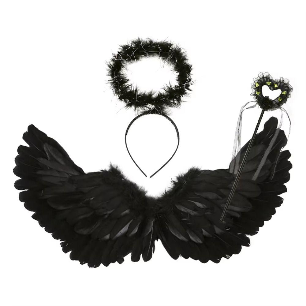 Sweet Feather Wing Hair Band Halloween Cosplay Accessories Demon Feather Wing  Cosplay Dress