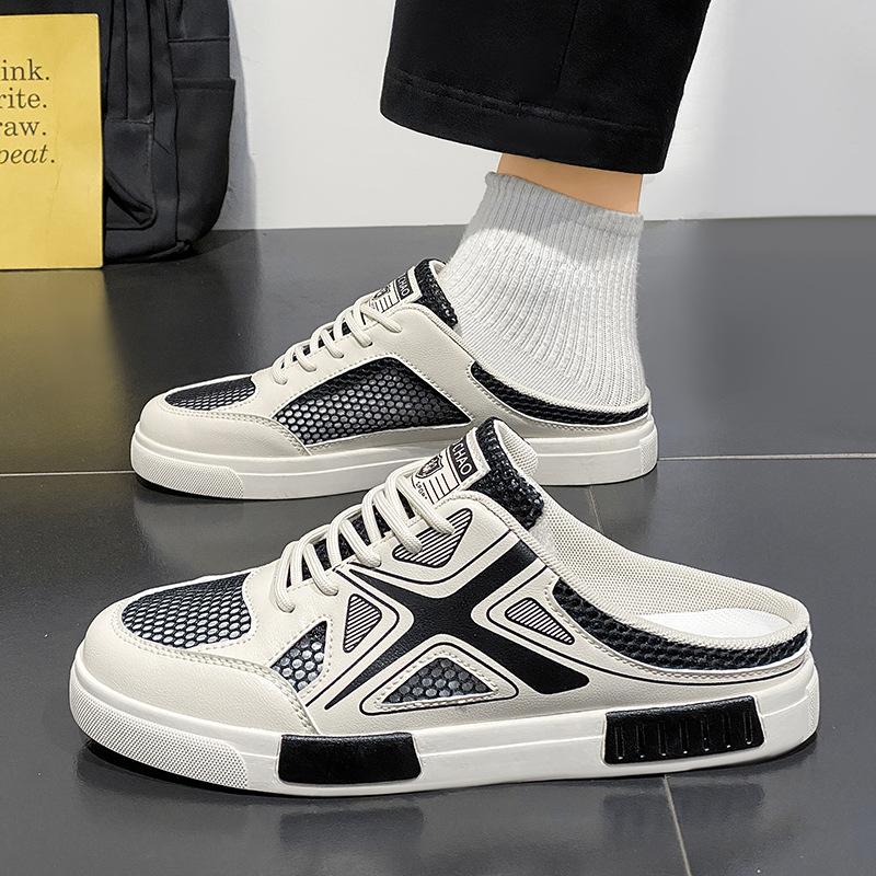 Baotou Half Slippers Men's Summer Wear Non-slip Mesh Beach Sandals Men's Outdoor Heel-less Large Size Lazy Shoes