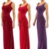 Einfarbiges, ärmelloses Maxi-Oberteil mit U-Ausschnitt und seitlichem Schlitz für Damen im Sommer.Gerafftes langes Kleid