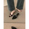 Temperament sequins one-word with open-toed pointed slippers female summer wear kitten and cool slippers
