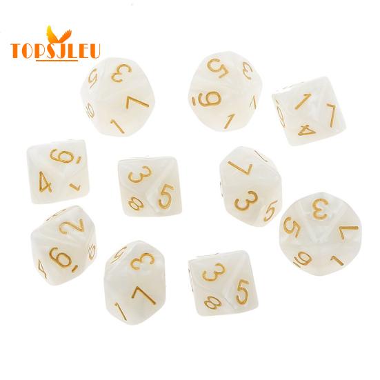 

Многогранные одноцветные игровые кости TRPG D10, многогранные игральные кости — набор из 10 шт., яркий цвет, идеально подходит для реквизита для вечеринок 10pcs белый