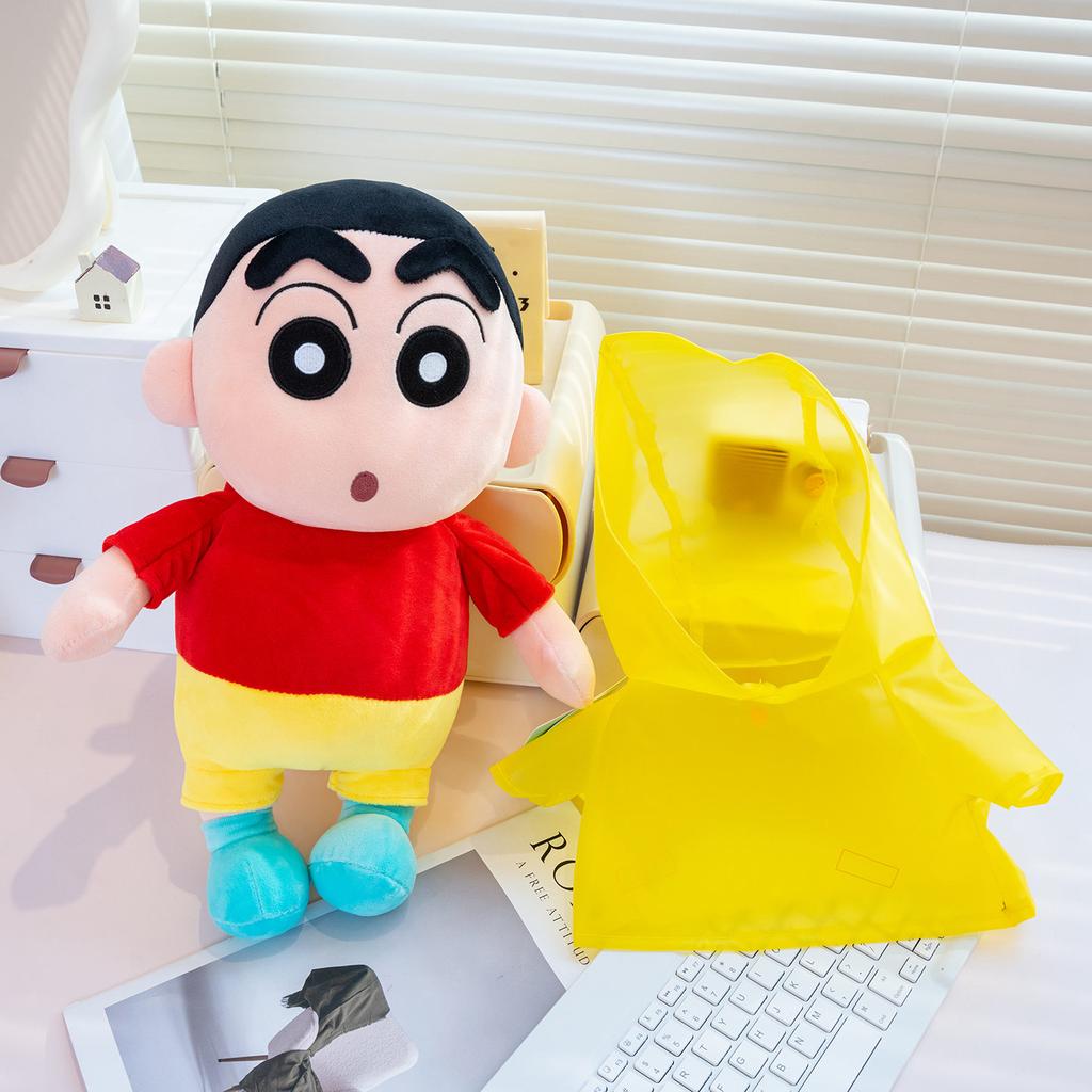 Original Crayon Shin Chan Plushies With Raincoat Soft Cuddly Japanese Style Anime Kawaii Doll Xmas Gifts Girl