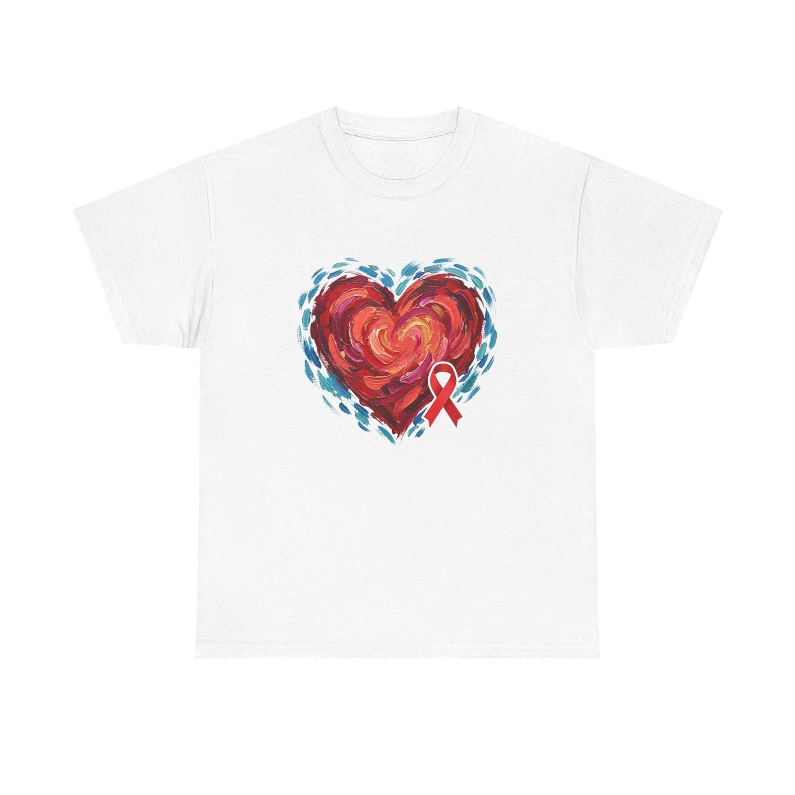 Painted Heart with Awareness Ribbon Tee | Heart Ribbon Shirt S
