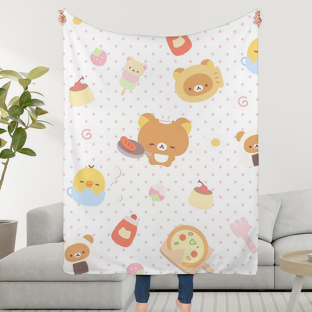R-Rilakkuma Cute Bear Blanket Soft Warm Furry Throw Super Kids Toys Bed Sofa Car Cradle