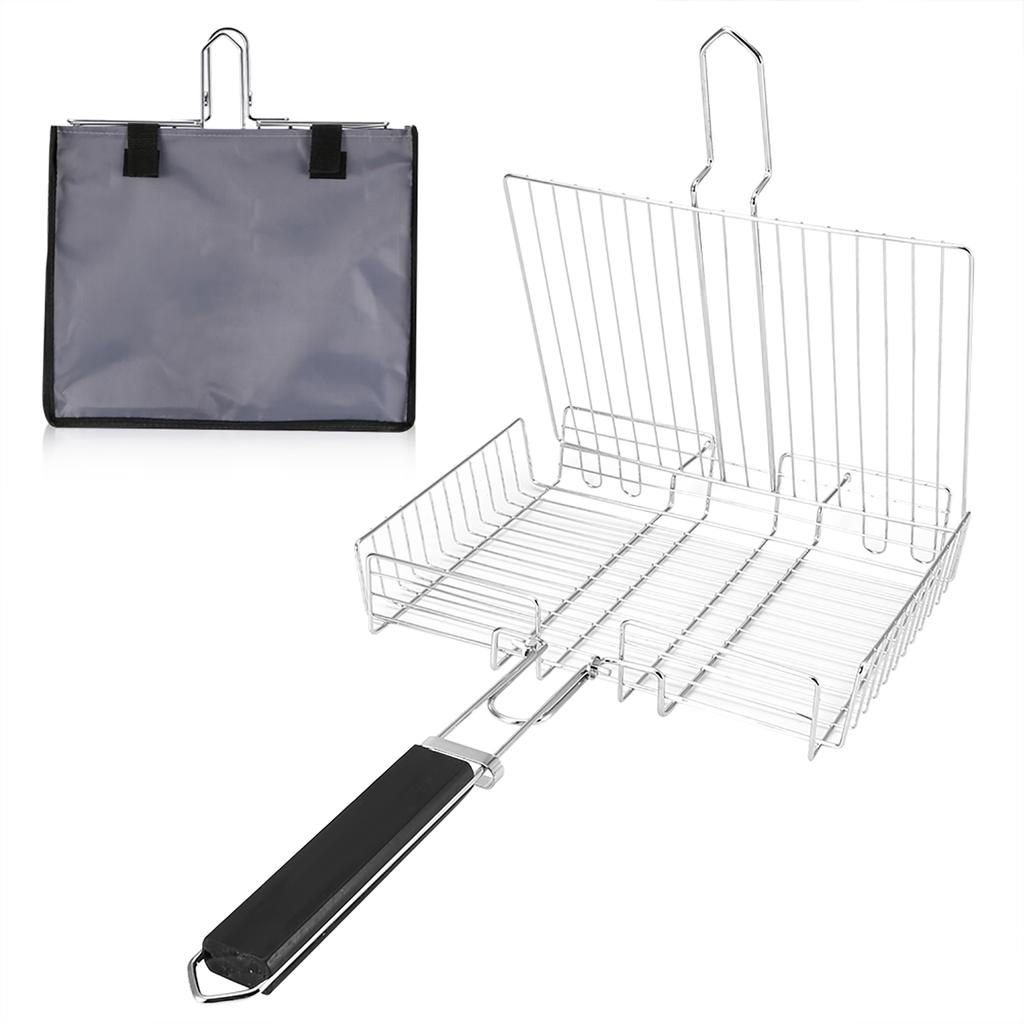 BBQ Net Square Grilled Fish Chicken Net Clip Hand Held Grill Mesh Wire Clamp