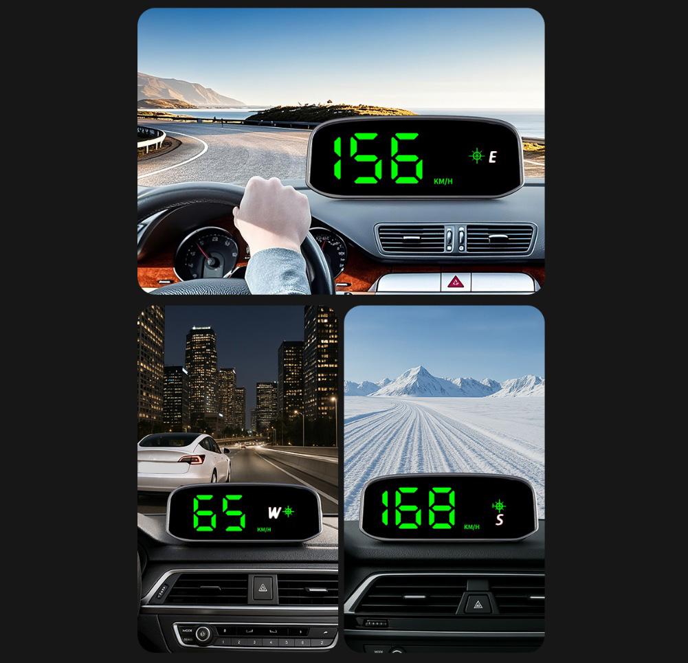 Light Sensing HUD Solar GPS Speedometer Day And Night Driving Automated Driving Direction Display Non-deformable Materials