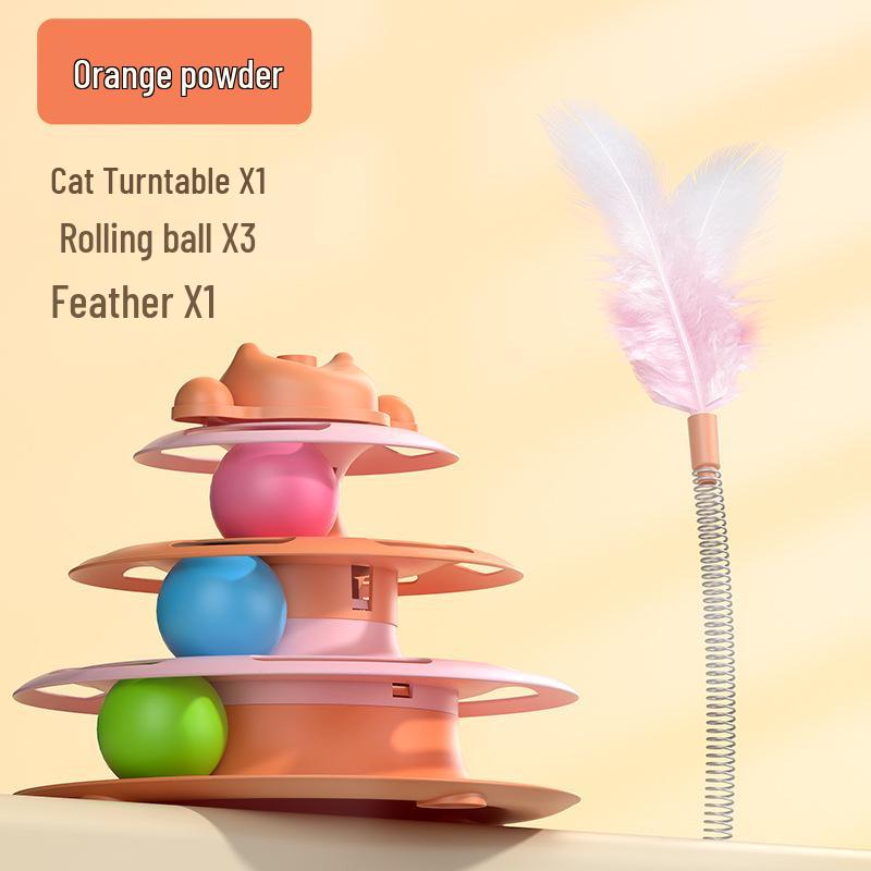 Cross-Border Cat Interactive Turntable Toy with Feather and Self-Amusement Ball