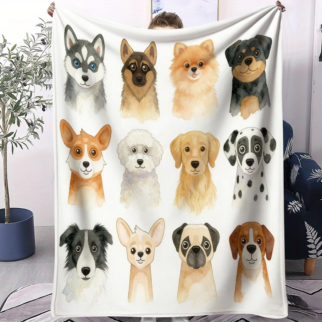Hot Dog Cute Pet Printed Pattern Blanket Small Cover Blanket Soft And Suitable For All Seasons  Dormitories Bedrooms Sofas Nap