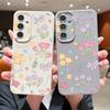Cartoon Floral Bowknot Print Slim Phone Case For Samsung S25 S24 FE S23 Ultra A36 A56 A16 A55 A26 A35 Leather Texture TPU Soft Shockproof Matte Cover