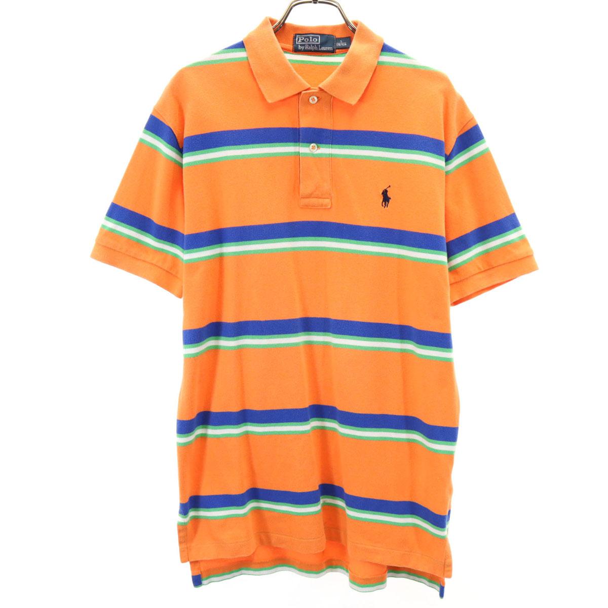 

Поло от Ralph Lauren с узорной каймой, футболка-поло с коротким рукавом, S, оранжево-палевый, мужская, б/у