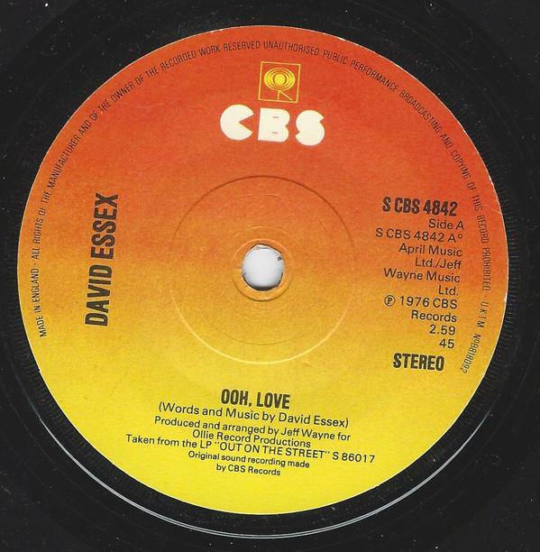 

7-дюймовая пластинка ДЭВИД ЭССЕКС - О, Любовь SCBS4842 CBS 1976 Великобритания Поп Б/У