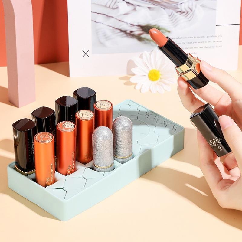 New Style Desktop Organizer Silicone Lipstick Storage Rack Cosmetic Makeup Box Eyebrow Pencil Display Brush Lipstick