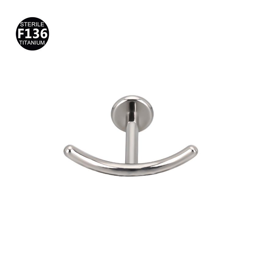 F136 Titanium Boat Anchor Pendant with Moon, Maple Leaf, Smiley Charm, and Cubic Zirconia Stud Earring Lip Ring (0.9 Gauge).