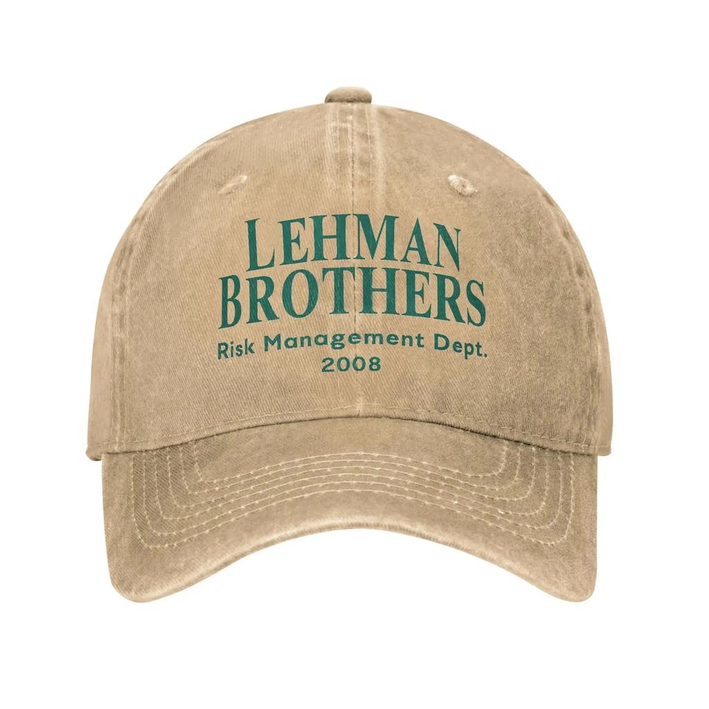 Unisex Lehman Brothers Risicobeheer Afdeling 2008 Print Hoed Vintage Verweerd Denim Baseballpet Verstelbaar