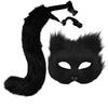 Sexy Fox Mask Tail Set Holiday Party Role Play Furry Animal Mask Tail Halloween Masquerade Party Props Stage Performance Set