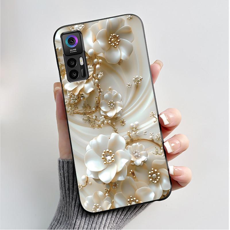 Case For TCL 30 Plus 30 5G T676K T676J T676H T776H Phone Case Fashion Butterfly Flowers Black Silicone Shockproof Cover Casing
