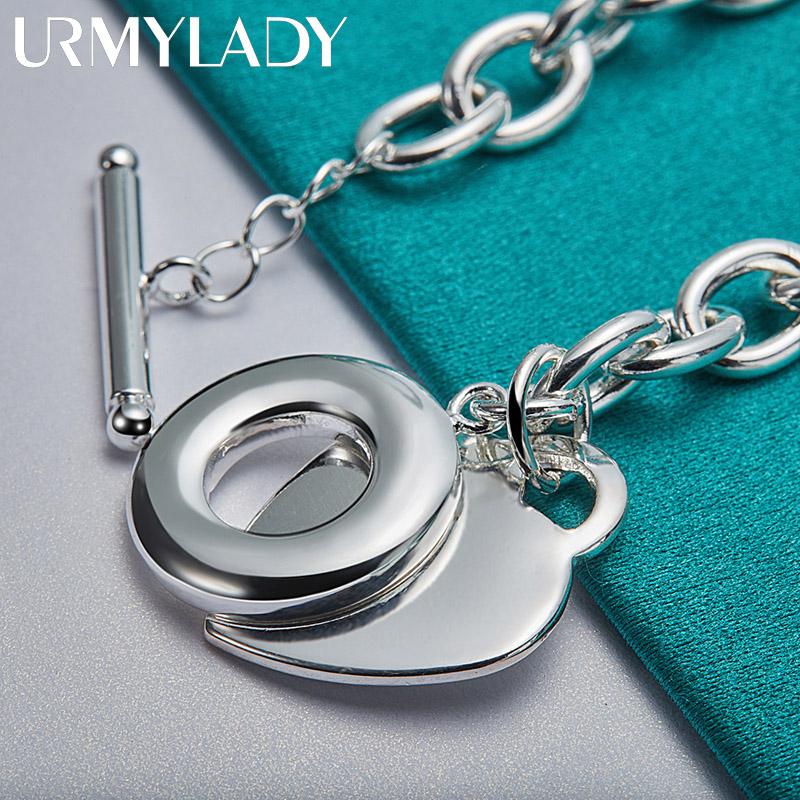 925 Sterling Silver Heart Brand Bracelet For Women Wedding Party OT Chain Fashion Jewelry