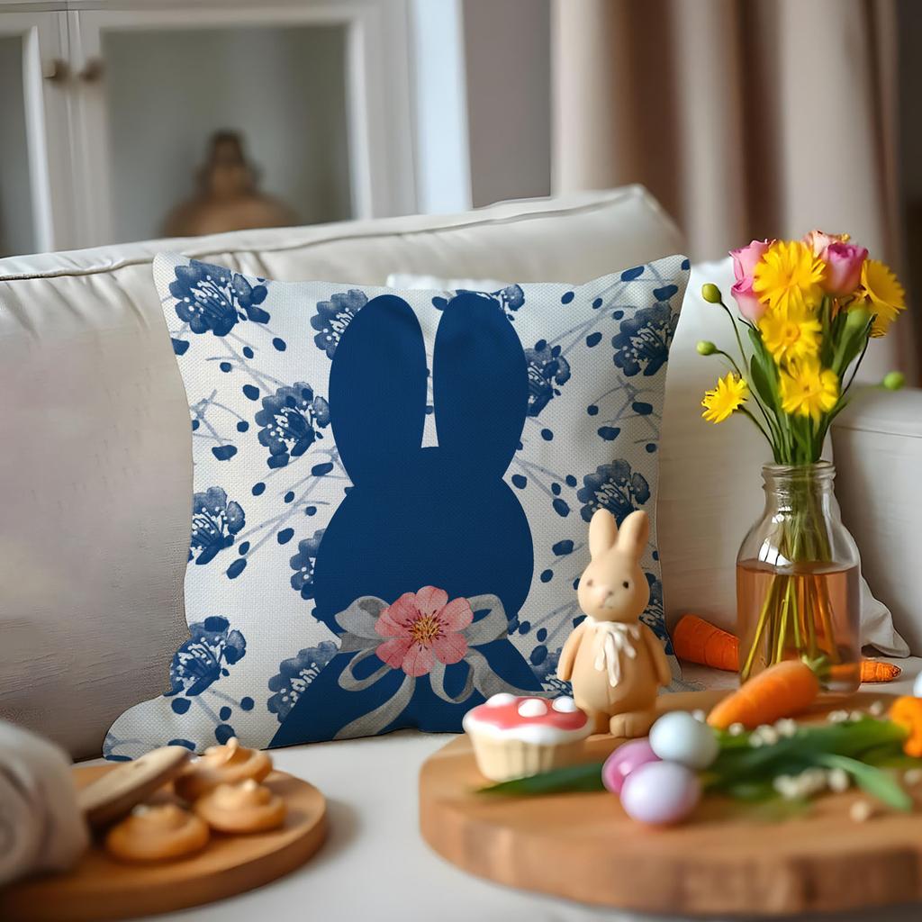 Easter Bunny Egg Print Pillow Case Sofa Cushion Cover Bedroom Pillow Case Waist Pillow Case