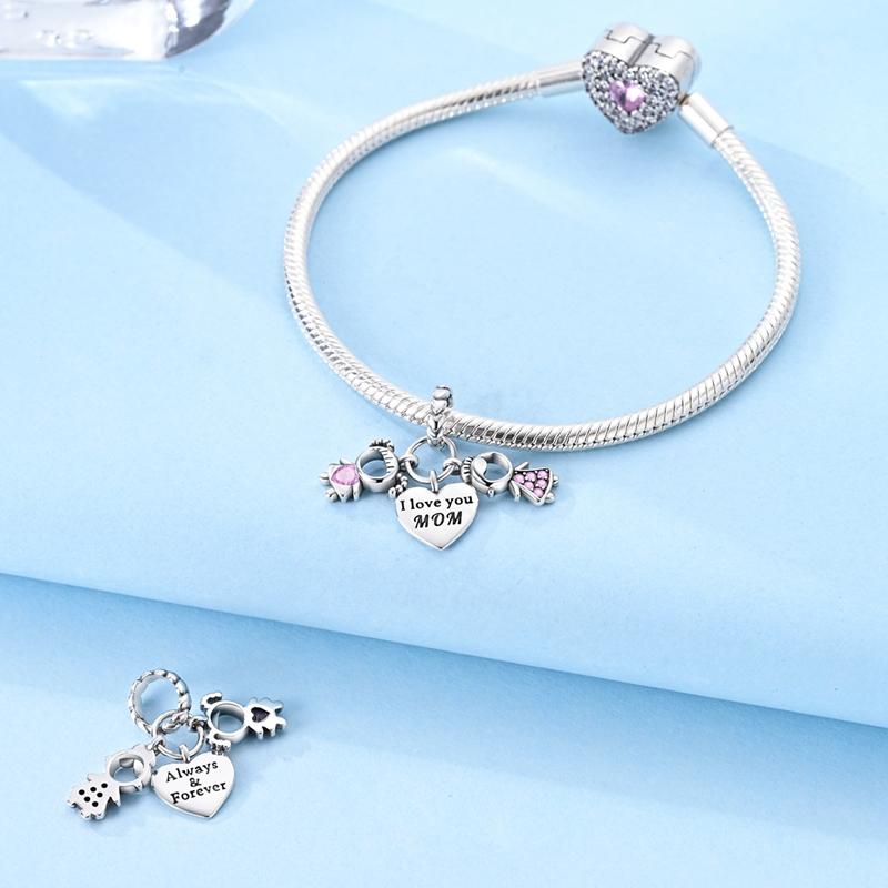 Charm Bead Charms Authentic copper Daughters pendant Mothers Day Bead Charms Compatible With Bracelets Women Jewellery Diy Fine Gift Accessory