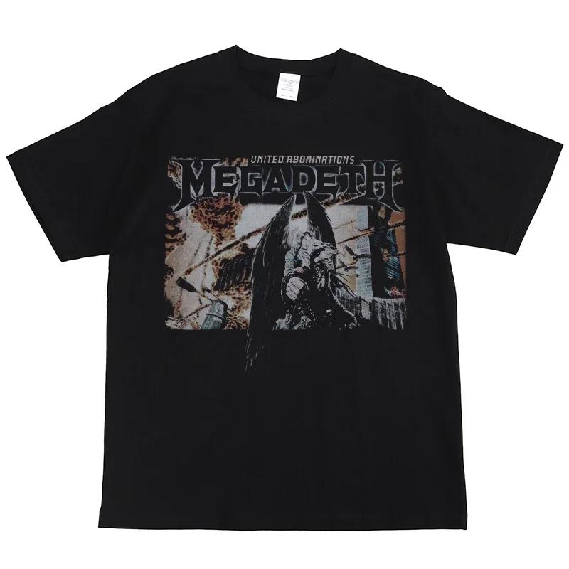 Streetwear T Shirt MEGADETH Rock Print Cotton Tee Short Sleeve Men's T Shirt Hip Hop Vintage Rock Fans Clothing Tops