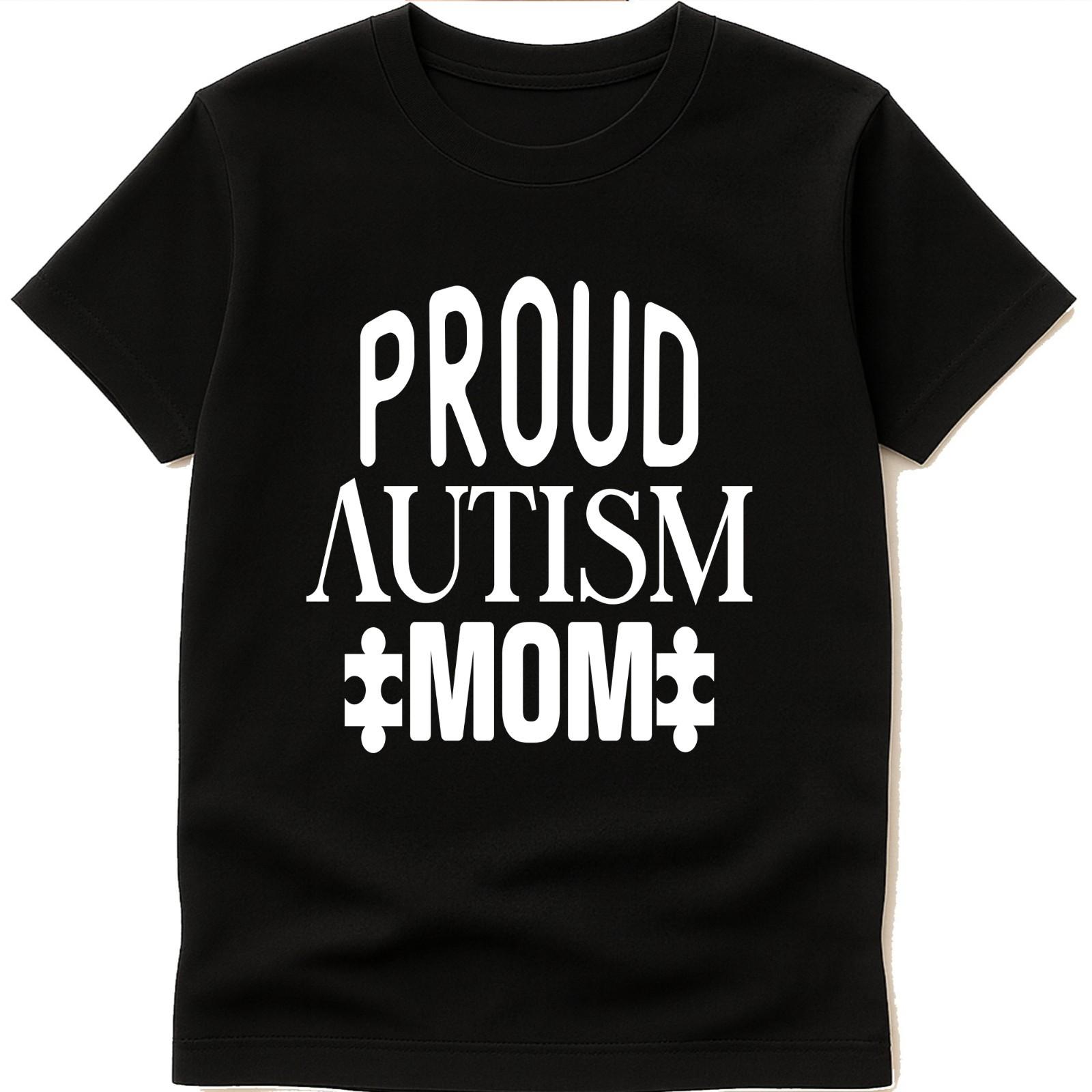 Proud Autism Mom T Shirt Women Autism Awareness Puzzle Piece Support Graphic Tee XXXXL