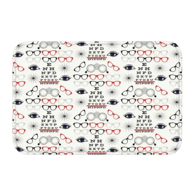 Funny Glasses with Eye Test Chart Doormat Non-Slip Entrance Door Floor Mat Optician Optometrist Living Room Carpet Rug