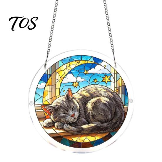 Non Fragile Glass Alternative 7.48 Inch Circular DIY Puzzle Suncatcher, Acrylic Stained Style Window Hanging Ornament, Crafts for Adults Waterproof