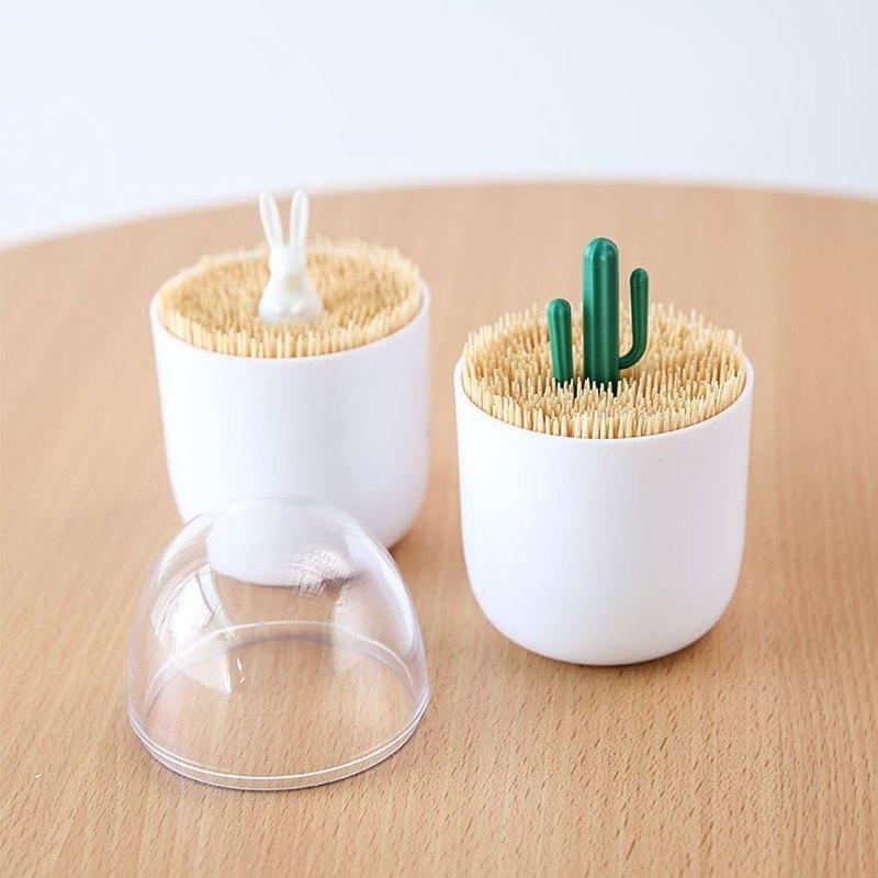 Table Decorate Transparent Plant Animal Toothpick Storage Boxs Dust Toothpick Box Storage Tank