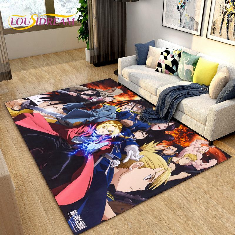 Fullmetal Alchemist Anime Cartoon Area Rug Large,Carpet Rug for Living Room Bedroom Sofa Doormat Decoration, Non-slip Floor Mat
