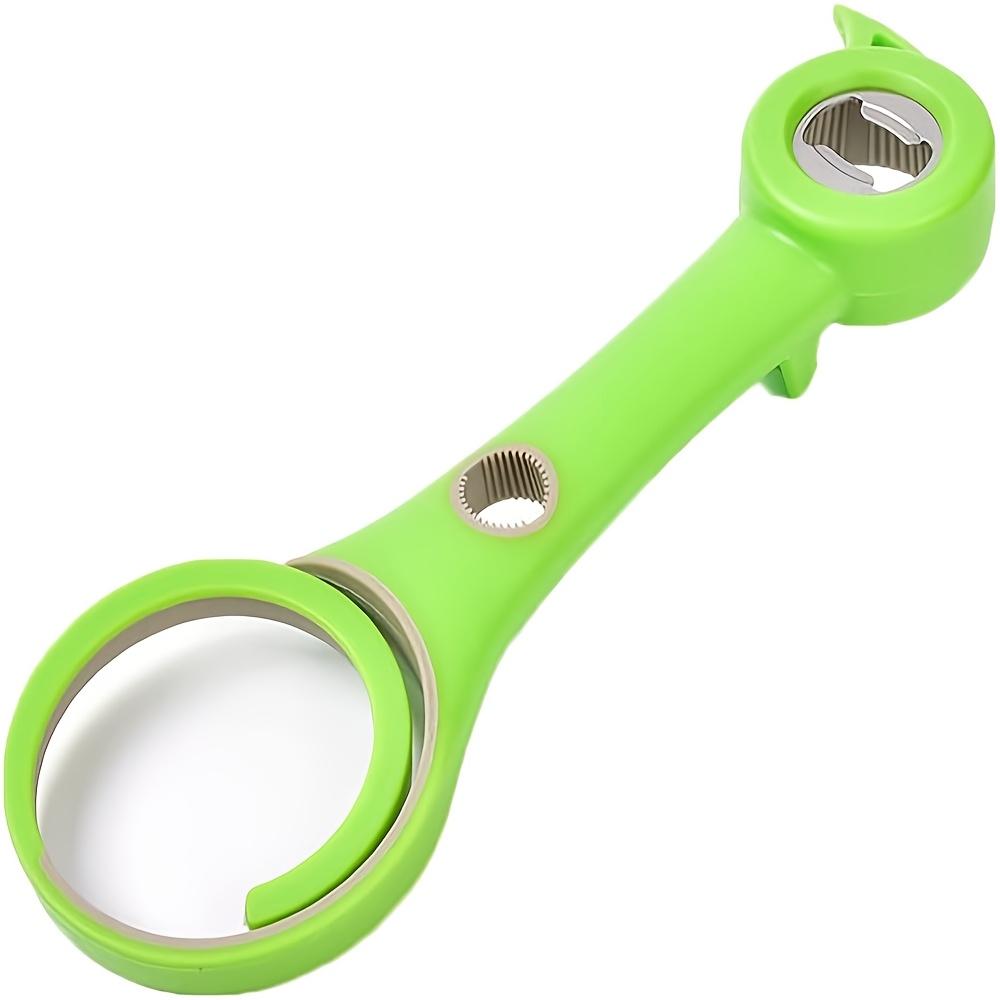 

Многофункциональный кухонный инструмент 6 в 1, открывалка для пластиковых банок, лезвие из нержавеющей стали, спиральный откручиватель крышек, съемник крышек для пива и газировки зелёный