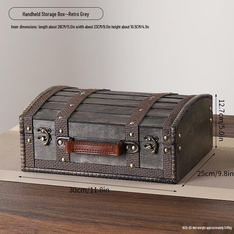 Vintage Distressed Wooden Suitcase Storage Box - Antique Style Photography Prop & Decoration