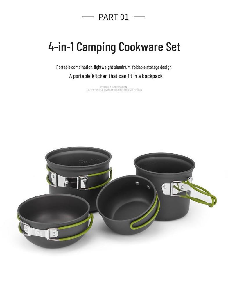 DS-201 Outdoor Multi-Purpose Cookware Set for 2-3 People: Perfect for Camping, BBQs, and Picnics