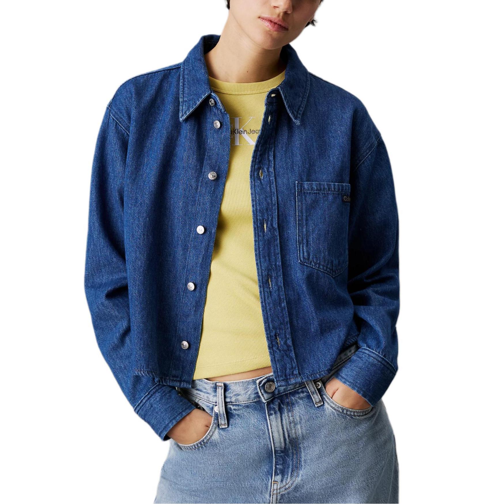 

Calvin Klein Soft Breathable Loose Fit Short Sleeve Shirt Women tops Bright-Blue J20J225518-1A4 S