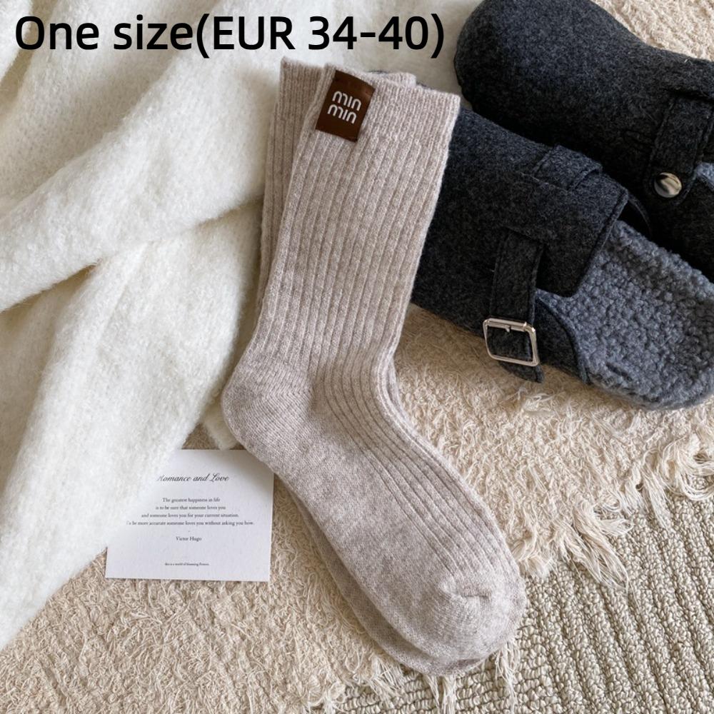 Thicken Middle Tube Socks Heel Label Women's Socks Fashion Winter Socks