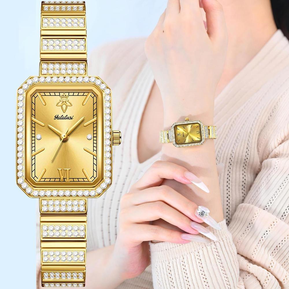 Fashion Womens Diamond Bracelet Watches Square Dial Waterproof Quartz Watch for Ladies