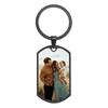 Vnox Family Image Engraved Keychain Gift for Men Dad Grandpa, Stainless Steel Dogtag Pendant,Photo Frame Memorial Key Chain Gift