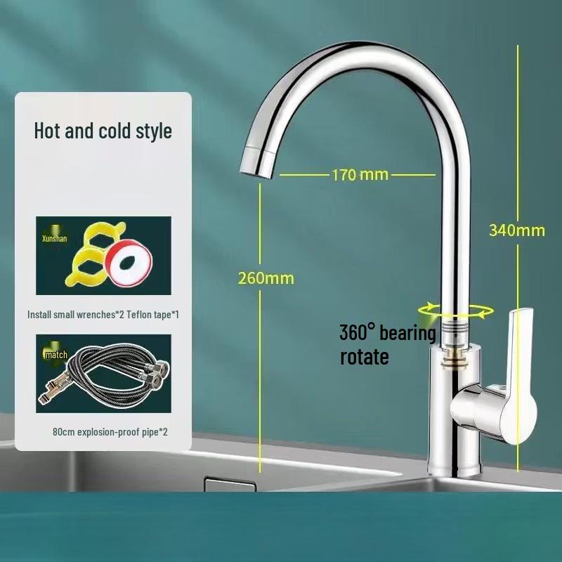 Classic Copper Kitchen Faucet with Hot & Cold Water