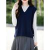 Vintage V-neck dzianinowa kamizelka damska wiosna i jesień odzież wierzchnia jednolity kolor swobodny sweter kamizelka na ramiona