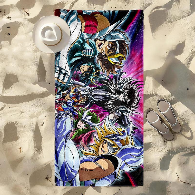 Saint Seiya Stylish Digital Printing Beach Towel Quick‑Drying Absorbent Blanket for Beach Pool Gym Travel