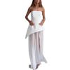 2025 Summer Women's Solid Color Bandeau Irregular Waist-Cinching Dress