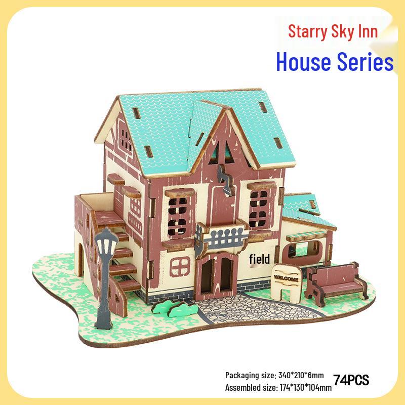 

Starry Sky Inn 3D Wooden Puzzle: Handmade Children s Activity Toy & Gift