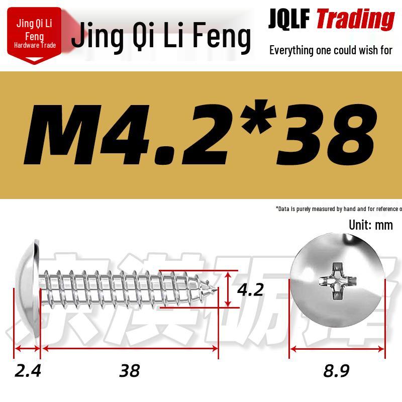 Flat Head Phillips Stainless Steel Self-Tapping Screw M3-M5 for Furniture and Wood.