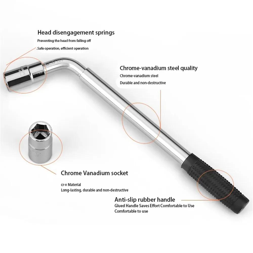 Telescoping Lug Wrench Set - 17/19/21/23mm Sockets, Vehicle Wheel Lug Spanner, Heavy Duty Car Repair Replacement Tool