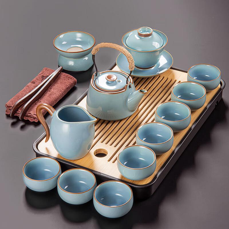 Sky Cyan Ru Kiln Traditional Chinese Tea Set