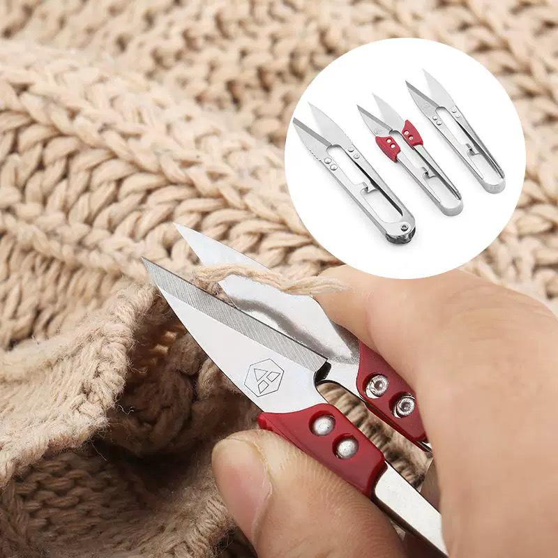 Daikichi U-Shaped Spring Scissors - Stainless Steel, Three-Hole, Small for Thread and Embroidery