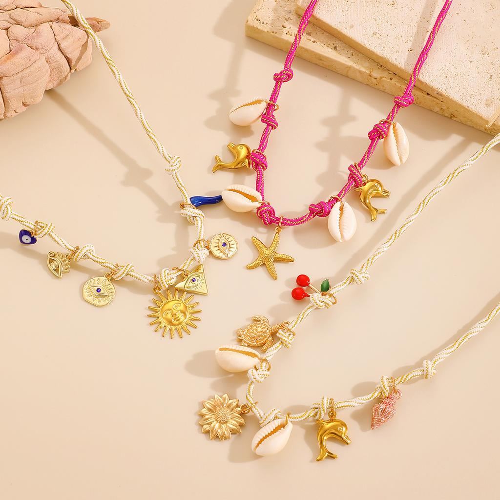 Artisanal Crafted Bohemian Necklace Shell Starfish Pendants Multi Strand Design Lightweight Jewelry Gift For Her