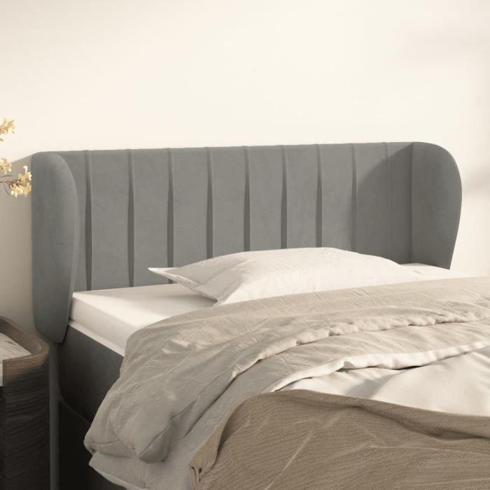 VidaXL Tête de lit avec oreilles Gris clair 103x23x78-88 cm Velours3117424
